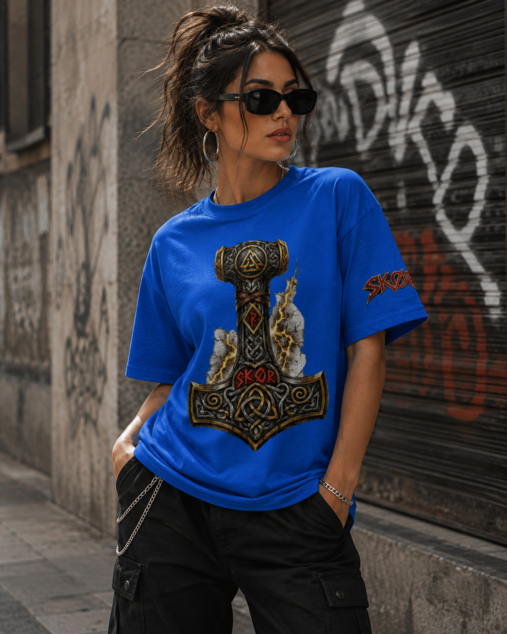 T-shirt Unisexe SKØR Mjöllnir – Marteau de Thor Streetwear Viking