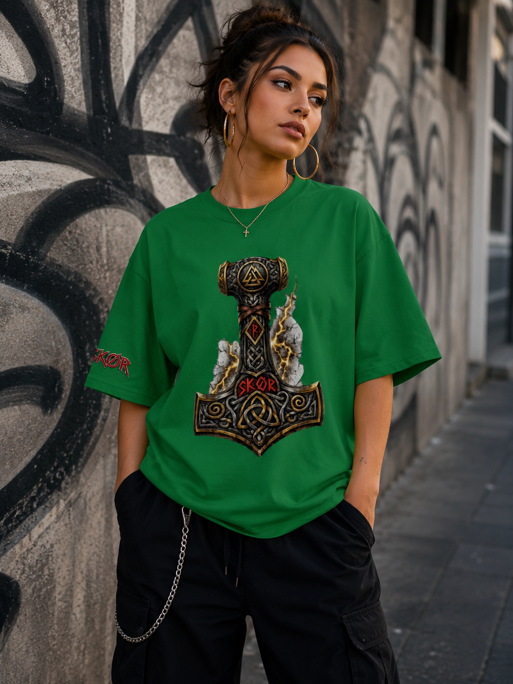 T-shirt Unisexe SKØR Mjöllnir – Marteau de Thor Streetwear Viking