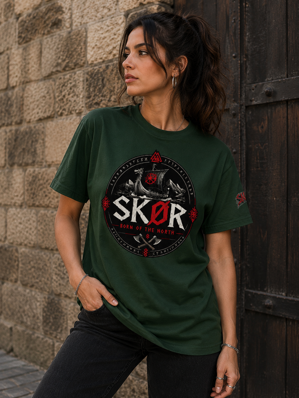 T-shirt Unisexe Norden SKØR - Vert Forêt, vue alternative