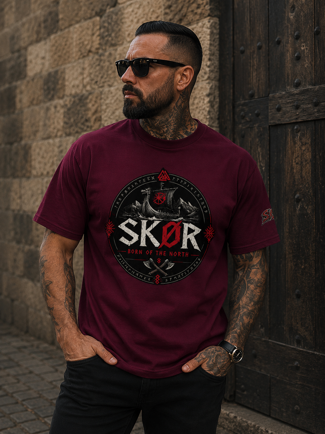 T-shirt Unisexe Norden SKØR - Bordeaux