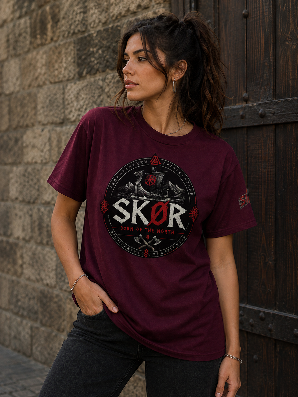 T-shirt Unisexe Norden SKØR - Bordeaux, vue alternative