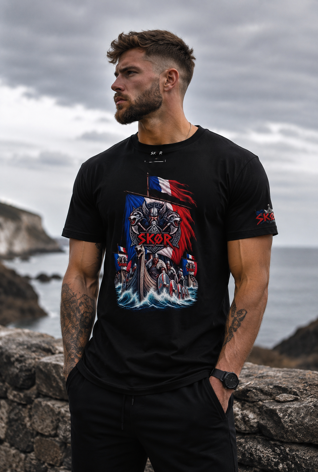 T-shirt Unisexe SKØR Gaulois Nordique – Streetwear 100% Coton