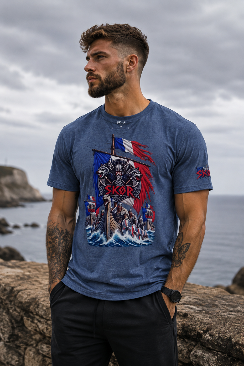 T-shirt Unisexe SKØR Gaulois Nordique – Streetwear 100% Coton