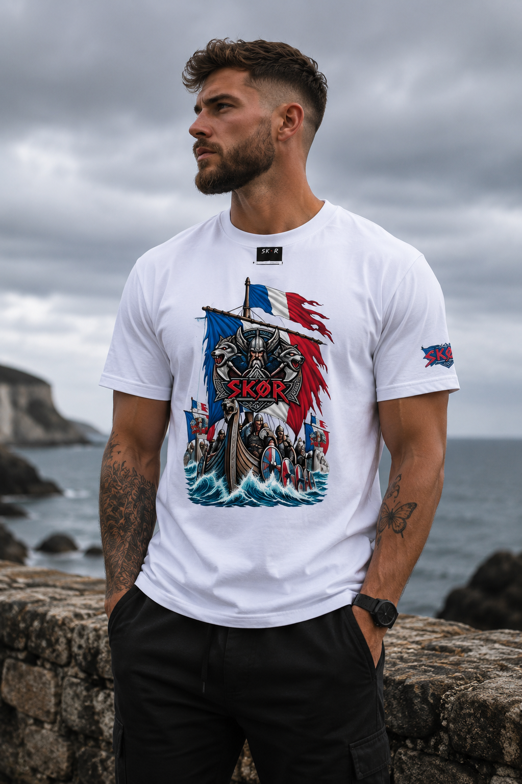 T-shirt Unisexe SKØR Gaulois Nordique – Streetwear 100% Coton