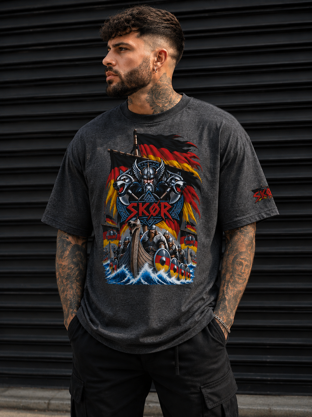 T-shirt Unisexe SKØR Viking Deutsch – Streetwear Nordique 100% Coton