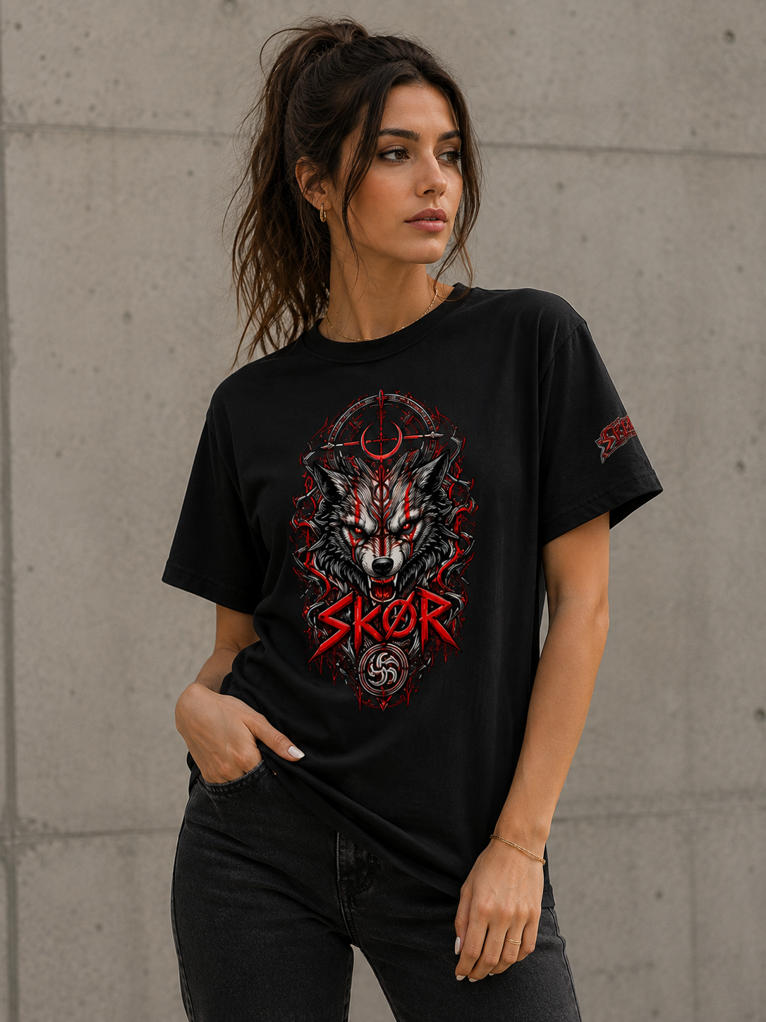 T-shirt Unisexe SKØR Varg – Streetwear Nordique 100% Coton