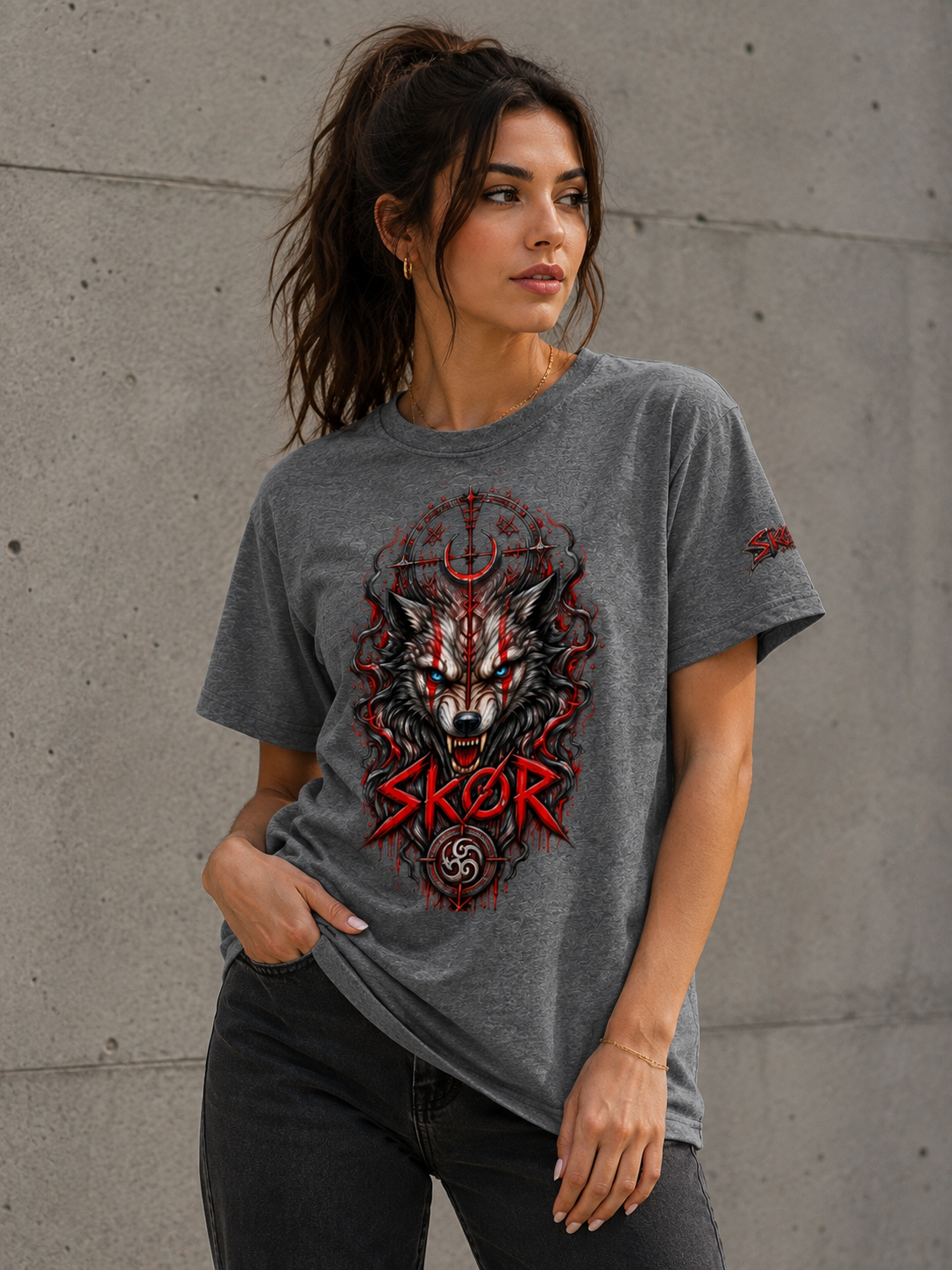 T-shirt Unisexe SKØR Varg – Streetwear Nordique 100% Coton