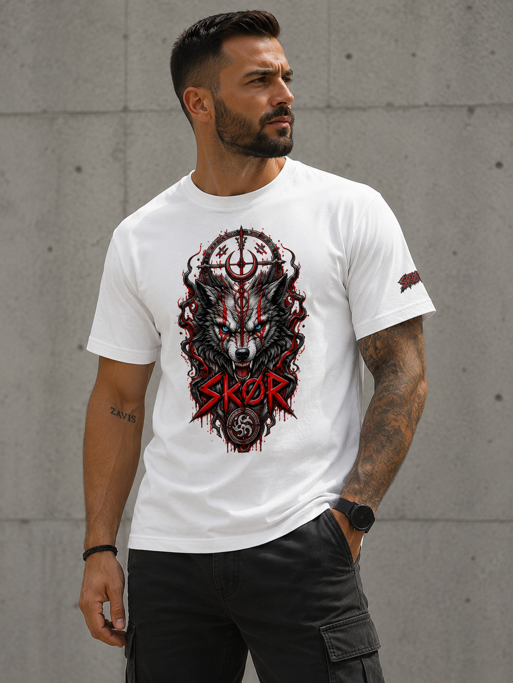 T-shirt Unisexe SKØR Varg – Streetwear Nordique 100% Coton