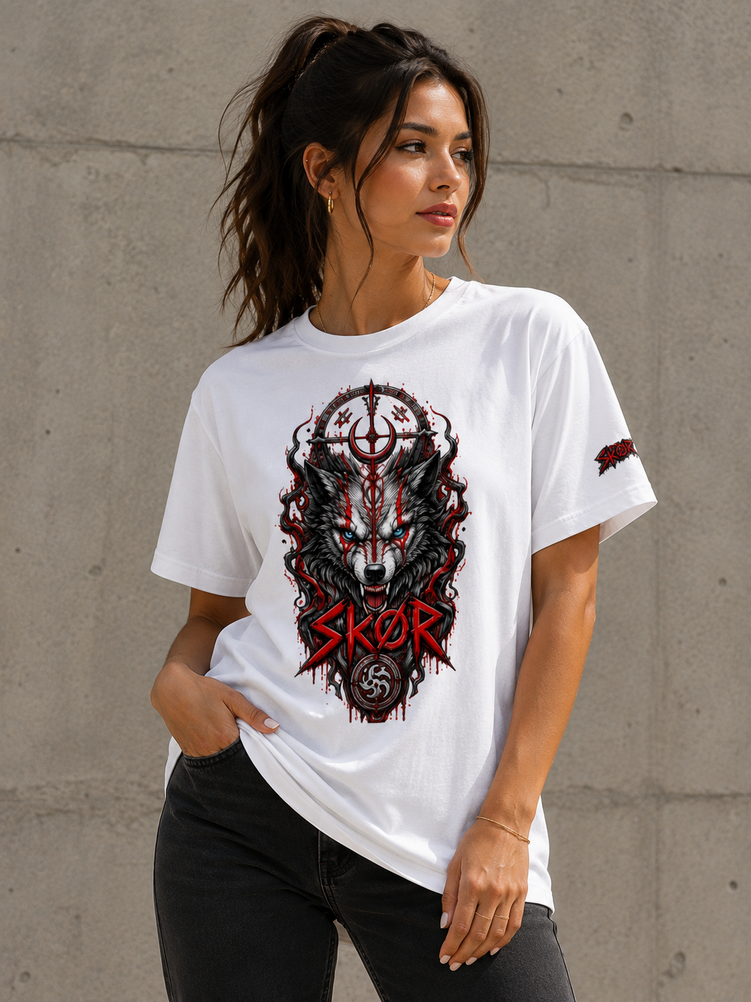 T-shirt Unisexe SKØR Varg – Streetwear Nordique 100% Coton